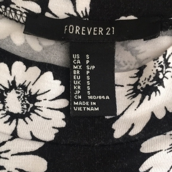 Forever 21 Women’s Dress S Black White Floral Daisies Sundress Flowy Sleeveless - Picture 5 of 7
